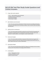 NCLEX RN Test Plan Study Guide Questions and Correct Answers