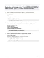 Operations Management Test #2 55 CORRECTLY ANSWERED QUESTIONS LATEST UPDATE