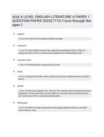 AQA A LEVEL ENGLISH  LITERATURE A PAPER 1 QUESTION PAPER 2023(7712/1:love through the ages )