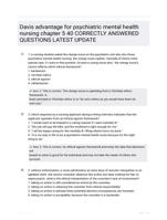 Davis advantage for psychiatric mental health nursing chapter 5 40 CORRECTLY ANSWERED QUESTIONS LATEST UPDATE