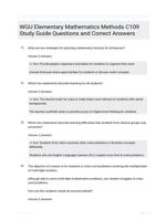 WGU Elementary Mathematics Methods C109 Study Guide Questions and Correct Answers