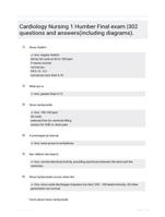 Cardiology Nursing 1 Humber Final exam |302 questions and answers(including diagrams).