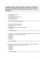 Aceable Agent: Real Estate Principles: Review Questions Study Guide Questions and Correct Answers