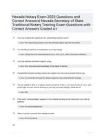 Nevada Notary Exam 2023 Questions and Correct Answers| Nevada Secretary of State Traditional Notary Training Exam Questions with Correct Answers  Graded A+