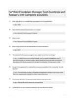 Certified Floodplain Manager Test  Questions and Answers with Complete Solutions 