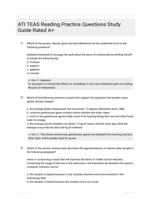 ATI TEAS Reading Practice Questions Study Guide Rated A+