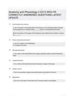 Anatomy and Physiology II D313 WGU 99 CORRECTLY ANSWERED QUESTIONS LATEST UPDATE