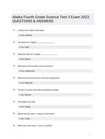 Abeka Fourth Grade Science Test 3 Exam 2023 QUESTIONS & ANSWERS