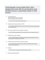 CDFM Module 2 Exam (NEW 2023/ 2024 Update) More than 400 Actual Questions and Verified Answers | Guaranteed Grade A| 100% Correct