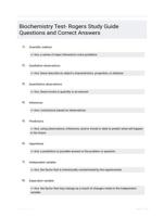 Biochemistry Test- Rogers Study Guide Questions and Correct Answers