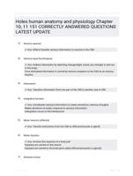 Holes human anatomy and physiology Chapter 10, 11 151 CORRECTLY ANSWERED QUESTIONS LATEST UPDATE