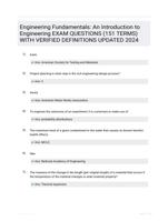 Engineering Fundamentals: An Introduction to Engineering EXAM QUESTIONS (151 TERMS) WITH VERIFIED DEFINITIONS UPDATED 2024