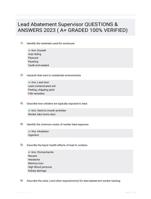 Lead Abatement Supervisor QUESTIONS & ANSWERS 2023 ( A+ GRADED 100% VERIFIED)