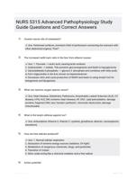 NURS 5315 Advanced Pathophysiology Study Guide Questions and Correct Answers