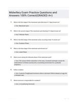 Midwifery Exam Practice Questions Questions with Verified Solutions (127 Questions) 2024 Update