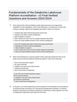 Fundamentals of the Databricks Lakehouse Platform Accreditation - v2 Final Verified Questions and Answers 2023/2024