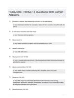 HCCA CHC - HIPAA |16 Questions| With Correct Answers.