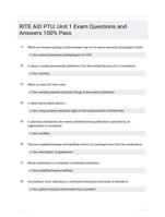 RITE AID PTU: Unit 1 Exam Questions and Answers 100% Pass