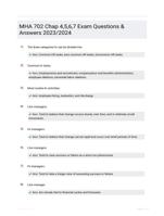 MHA 702 Chap 4,5,6,7 Exam Questions & Answers 2023/2024