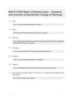 MATH 225N Week 4 Statistics Quiz  Question and Answers (Chamberlain College of Nursing).