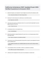 California Ambulance DMV Updated Exam With Verified Questions & Answers 2023