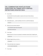 CDL COMBINATION VEHICLES EXAM QUESTIONS (49 TERMS) WITH VERIFIED DEFINITIONS UPDATED 2024