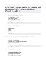 Driver's ED: FINAL Exam Study Questions with 100% Correct Answers | Verified