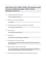 AAA Driver's ED: FINAL EXAM | 50 Questions with 100% Correct Answers | Verified | Latest Update 2024