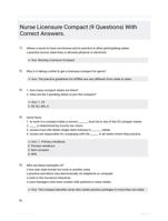 Nurse Licensure Compact |9 Questions| With Correct Answers.