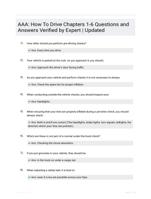 AAA: How To Drive Chapters 1-6 Questions and Answers Verified by Expert | Updated 