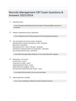 Records Management CBT Exam Questions & Answers 2023/2024