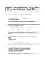 Ornamental and Turfgrass Pest Control Category 3 | 07 Questions And Answers Rated 100% Correct!!