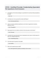 CPCS - Certified Provider Credentialing Specialist 96 Questions And Answers