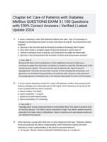 Chapter 64: Care of Patients with Diabetes Mellitus QUESTIONS EXAM 3 Study Guide (Latest 2024 / 2025 )