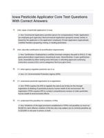 Iowa Pesticide Applicator Core Test Questions With Correct Answers 