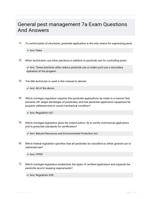 General pest management 7a Exam Questions And Answers