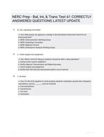 NERC Prep - Bal, Int, & Trans Test 61 CORRECTLY ANSWERED QUESTIONS LATEST UPDATE