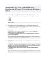 Jurisprudence (Exam- Funeral Directing Questions and Answers) Questions and Answers 157.36