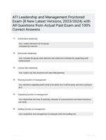 ATI Leadership and Management Proctored Exam (8 New Latest  Versions, 2023/2024) with All Questions from Actual Past Exam  and 100% Correct Answers