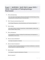 Exam 1 - NUR2063 / NUR 2063 (Latest 2023 / 2024) : Essentials of Pathophysiology - Rasmussen