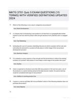 MKTG 3701 Quiz 5 EXAM QUESTIONS (15 TERMS) WITH VERIFIED DEFINITIONS UPDATED 2024