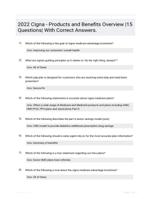 2022 Cigna - Products and Benefits Overview |15 Questions| With Correct Answers.