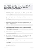 ICS 100.b Incident Command System EXAM QUESTIONS (25 TERMS) WITH VERIFIED DEFINITIONS UPDATED 2024