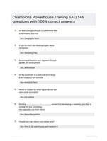 Champions Powerhouse Training SAE| 146 questions with 100% correct answers