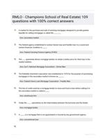 RMLO - Champions School of Real Estate| 109 questions with 100% correct answers