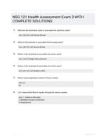 NSG 121 Health Assessment Exam 3 WITH COMPLETE SOLUTIONS