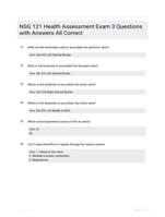 NSG 121 Health Assessment Exam 3 Questions with Answers All Correct