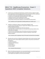 MHA 710 - Healthcare Economics - Exam 3 Questions With Complete Solutions.