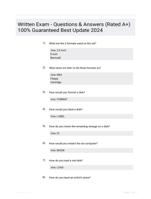 Written Exam - Questions & Answers (Rated A+) 100% Guaranteed Best Update 2024