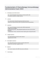 Fundamentals of Chemotherapy Immunotherapy Administration Exam 2023